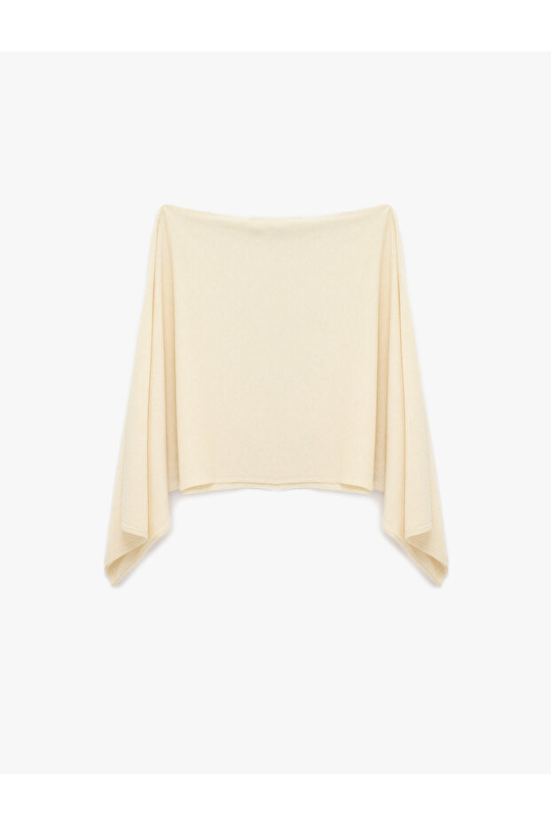 Long Sleeve Boat Neck Knitwear Cape Sweater