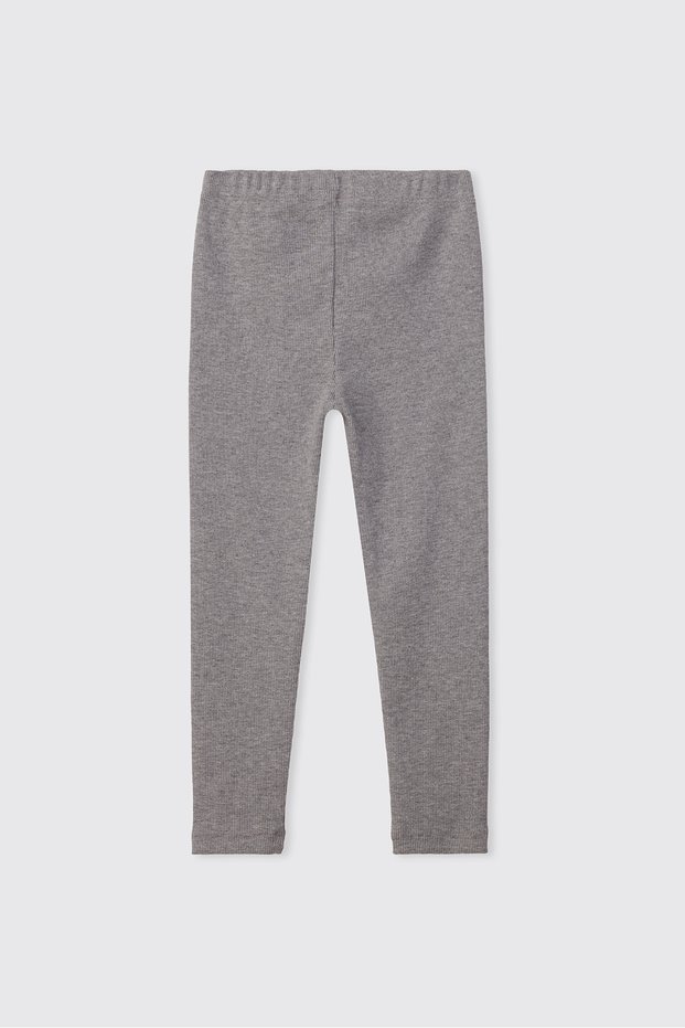 Girl's Gray-Melange Leggings with Elastic Waist