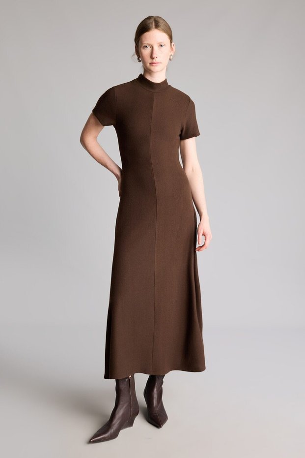 A-Line Boat Neck Short Sleeve Midi Dress I7784Ax26Au
