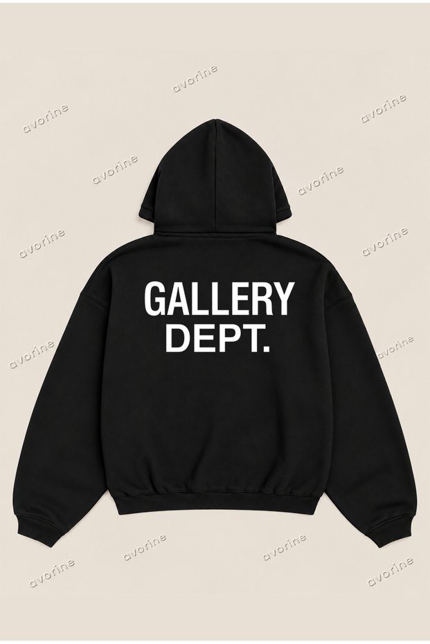 Gallery Dept Logo Comfortable Fit Oversize Unisex Hoodie 100% Cotton 3 Thread Raster Hooded Sweatshirt