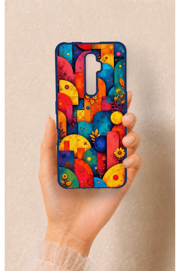 Oppo Reno 2Z Compatible Colorful Geometric Flower Pattern Silicone Case