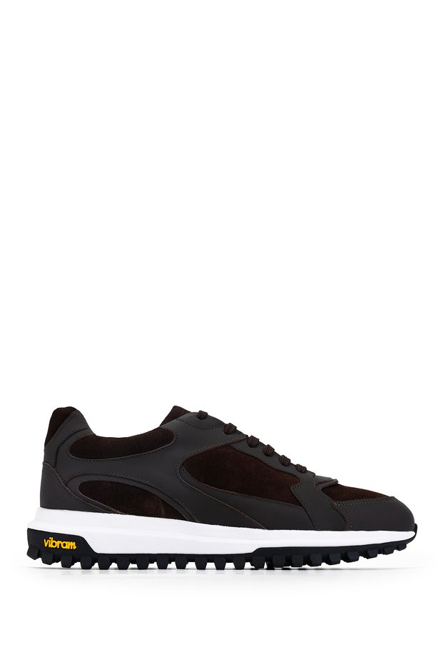 Men's Genuine Leather Brown Sneakers & Sports Shoes