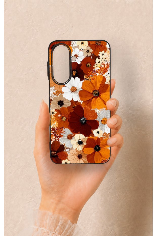 Samsung A27 Compatible Autumn Tone Floral Pattern Silicone Case