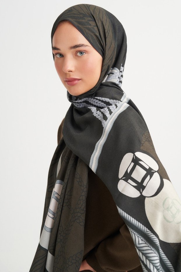 Deco Pattern Reniva Tensel Shawl Khaki