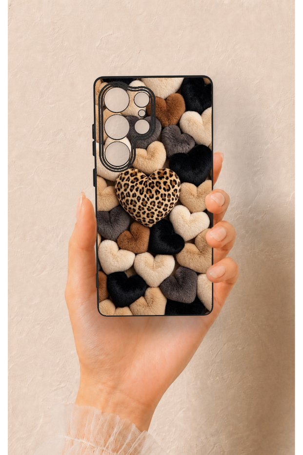 Samsung S25 Ultra Compatible Heart Fur Pillow Patterned Silicone Case