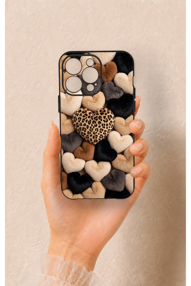 iPhone 14 Pro Max Compatible Heart Fur Pillow Pattern Silicone Case