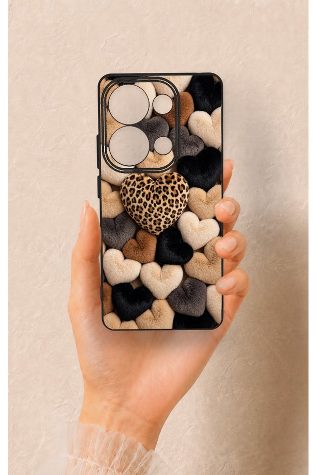 Redmi Note 13 Pro 4g Compatible Heart Fur Pillow Pattern Silicone Case