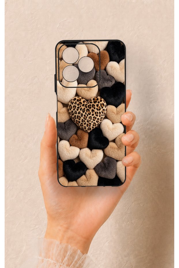 Realme C53 Compatible Heart Fur Pillow Patterned Silicone Case