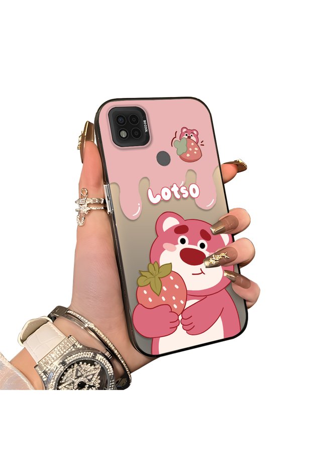 Poco C31 Compatible Silicone Edge Hard Back Case Lotso Patterned Lover Couple Phone Case
