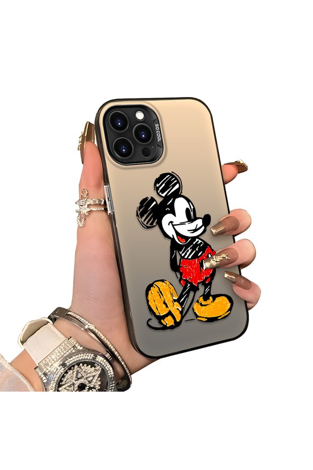 iPhone 12 Pro Max Compatible Silicone Edge Hard Back Case Mickey Pattern Loving Couple Phone Case