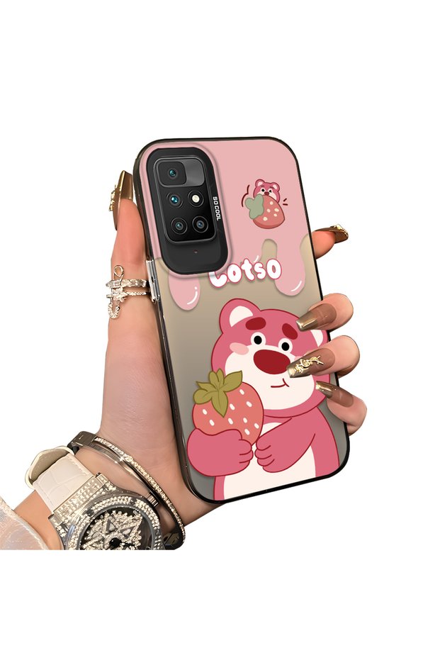 Redmi 10 2022 Compatible Silicone Edge Hard Back Case Lotso Patterned Lovers Couple Phone Case