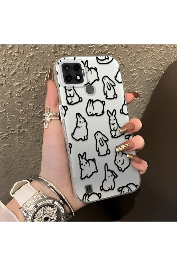 Realme C21 Compatible Children's Style Cute Rabbit Case, Comprehensive Protection, Responsive Keys