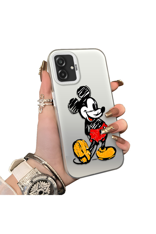 Samsung Galaxy A07 Compatible Silicone Edge Hard Back Case Mickey Patterned Couple Phone Case