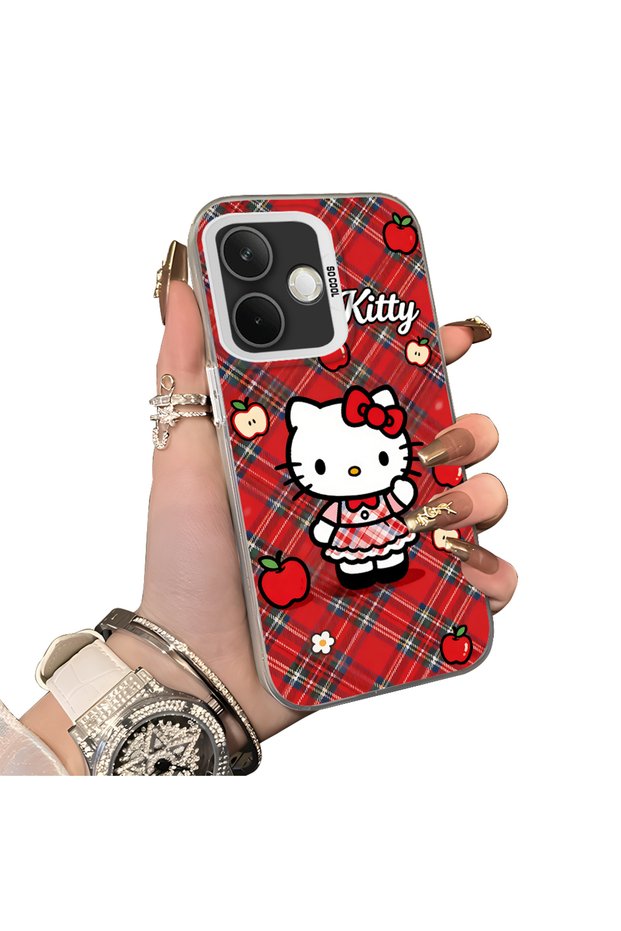 Oppo A5 Pro 5g Compatible Silicone Edge Hard Back Case Kitty Pattern Loving Couple Phone Case