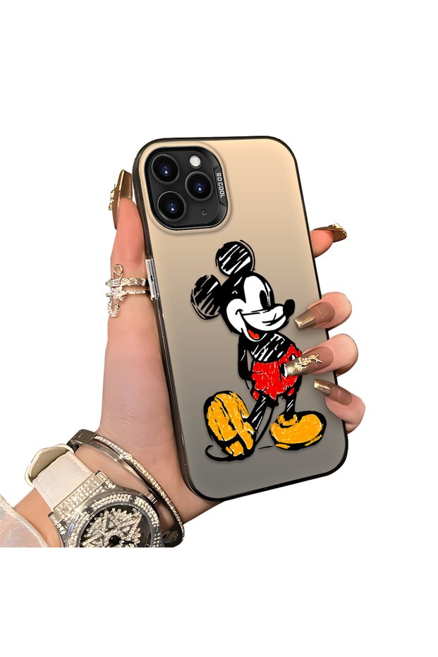iPhone 11 Pro Compatible Silicone Edge Hard Back Case Mickey Pattern Loving Couple Phone Case