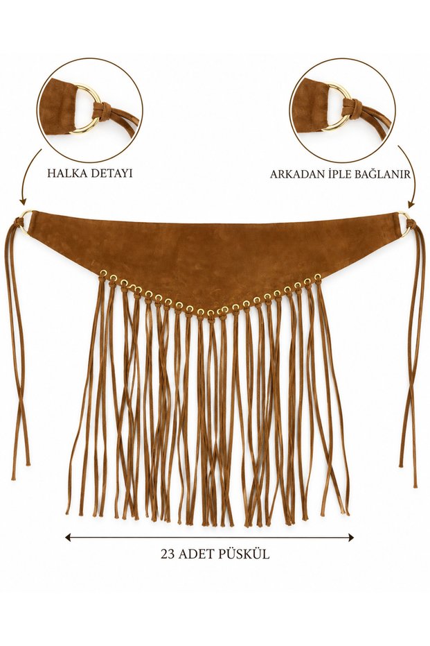 Women's Suede Tassel Corset Belt - Western Boho Style Tie-Back Waist Belt