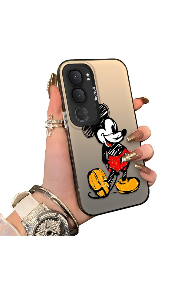 Vivo Y31 5g Compatible Silicone Edge Hard Back Case Mickey Pattern Couple Phone Case