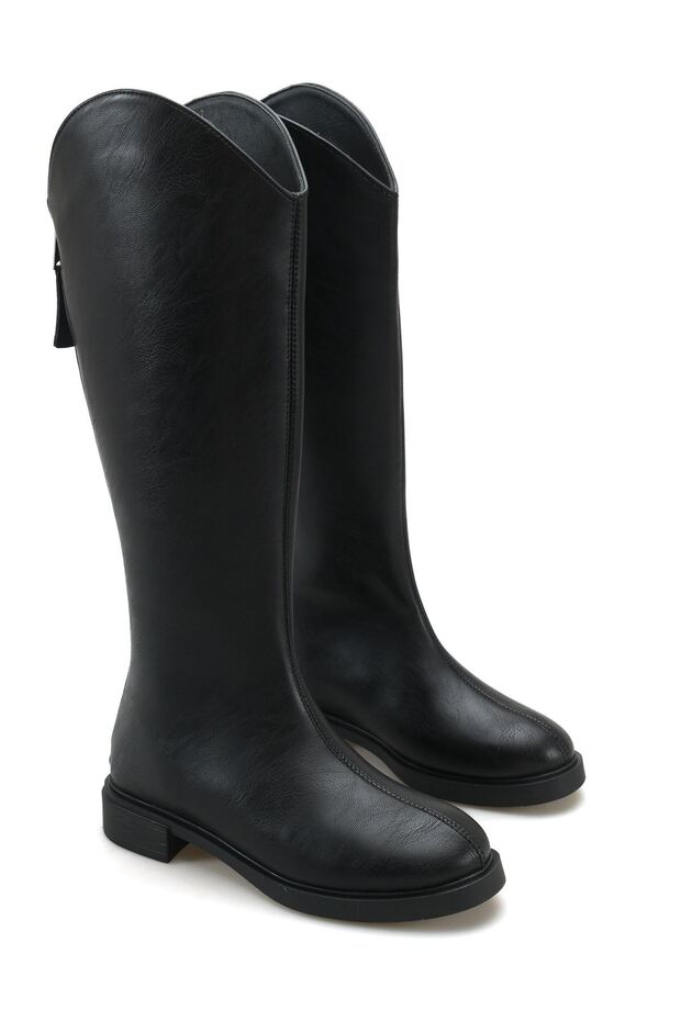 Women's Mosso Flat Sole Buckle Boots - Black-Leather