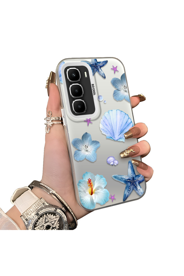 Infinix Hot 60I Compatible Silicone Edge Hard Back Case Sea Star Patterned Phone Case