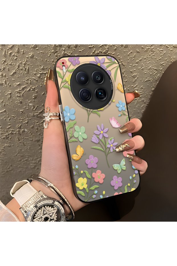 Tecno Camon 40 Premier Compatible Colorful Flower and Butterfly Case, Shock-Absorbing Structure, Matte Texture