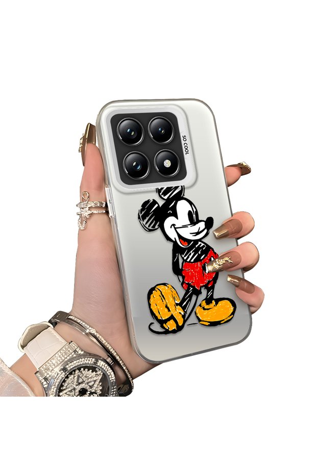 Mi 14t Pro 5g Compatible Silicone Edge Hard Back Case Mickey Pattern Couple Phone Case