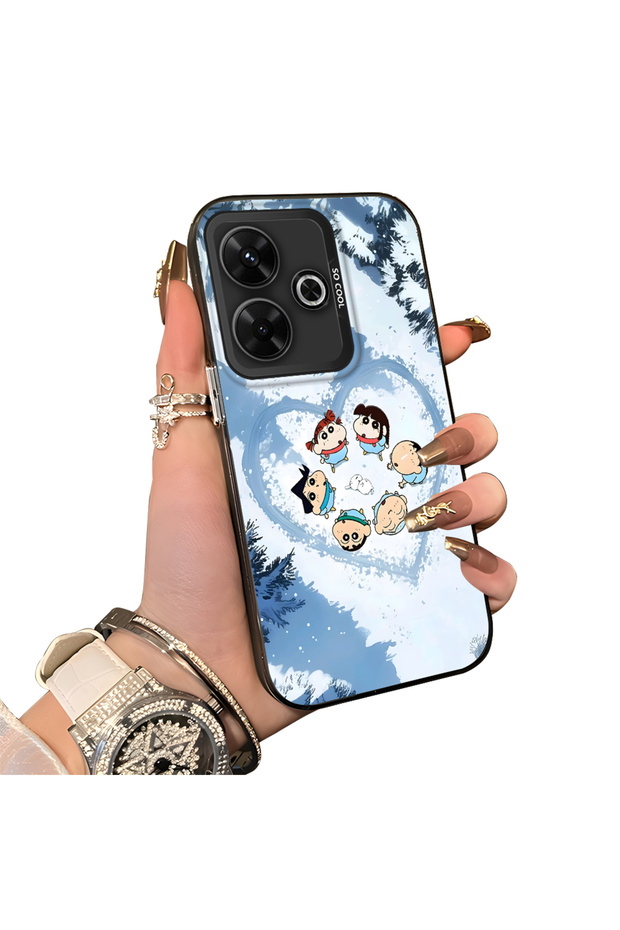 Poco M6 Compatible Silicone Edge Hard Back Case Anime Pattern Couple Phone Case