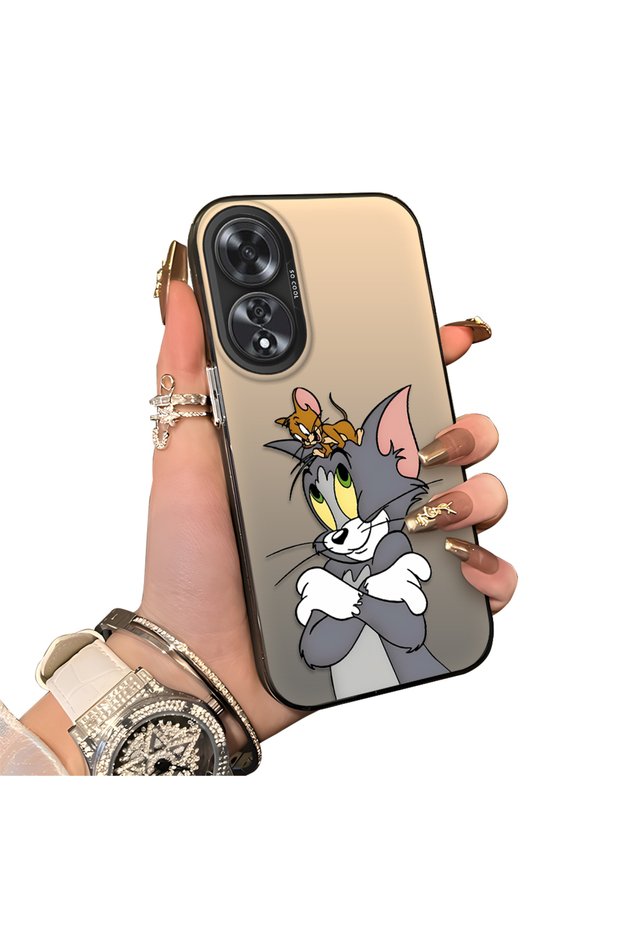 Oppo A60 Compatible Silicone Edge Hard Back Case Mouse Pattern Lover Couple Phone Case