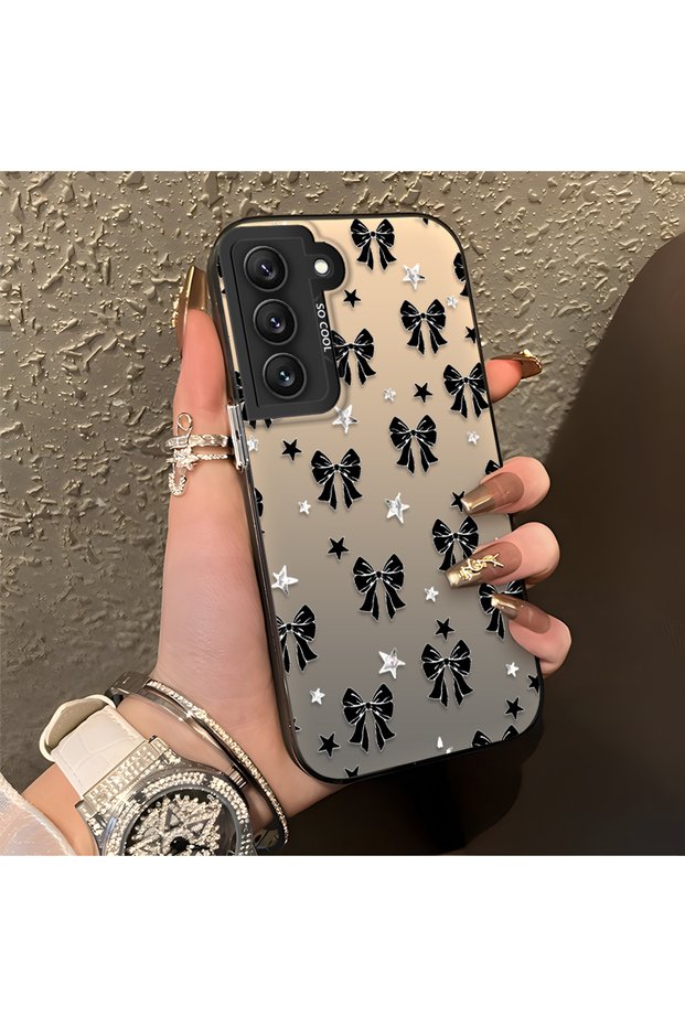 Samsung Galaxy S22 Compatible Stylish Black Bow Full Print Case, Non-Slip Edge, Anti-Fingerprint