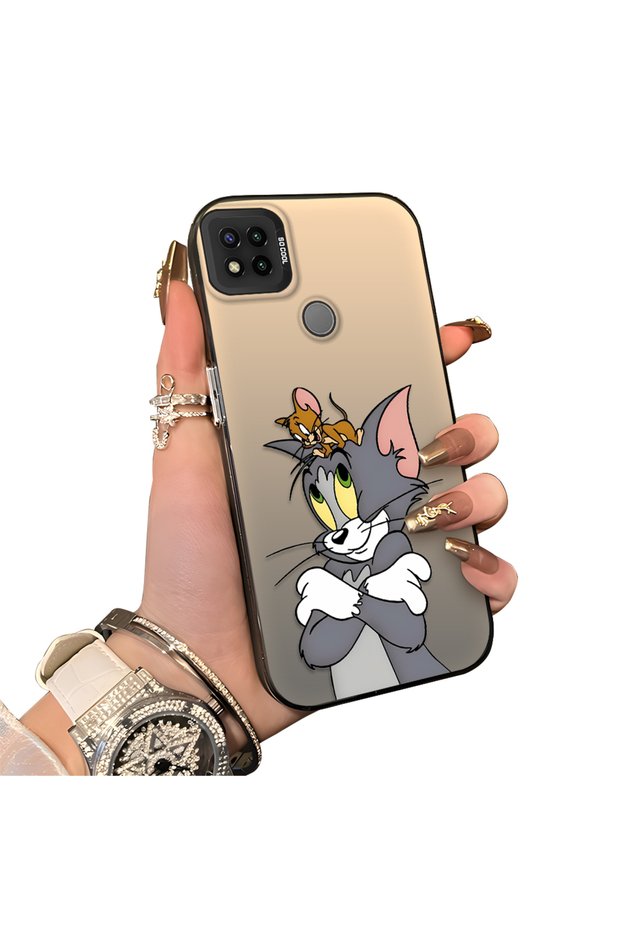 Redmi 10A Compatible Silicone Edge Hard Back Case Mouse Pattern Couple Phone Case