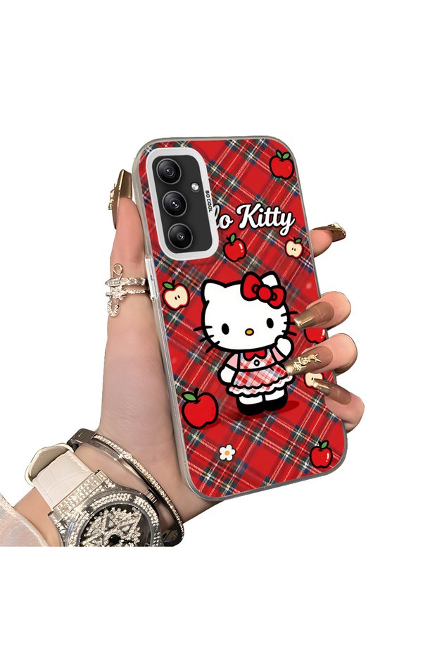 Samsung Galaxy A34 Compatible Silicone Edge Hard Back Case Kitty Patterned Couple Phone Case