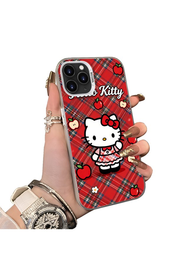 iPhone 11 Pro Compatible Silicone Edge Hard Back Case Kitty Pattern Loving Couple Phone Case