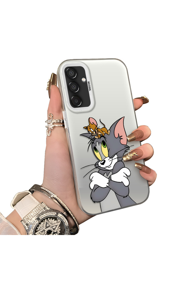 Samsung Galaxy M15 Compatible Silicone Edge Hard Back Case Mouse Pattern Couple Phone Case