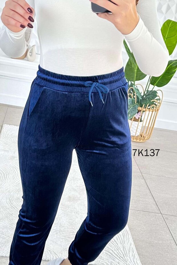Velvet Trousers with Elastic Cuffs 7K137
