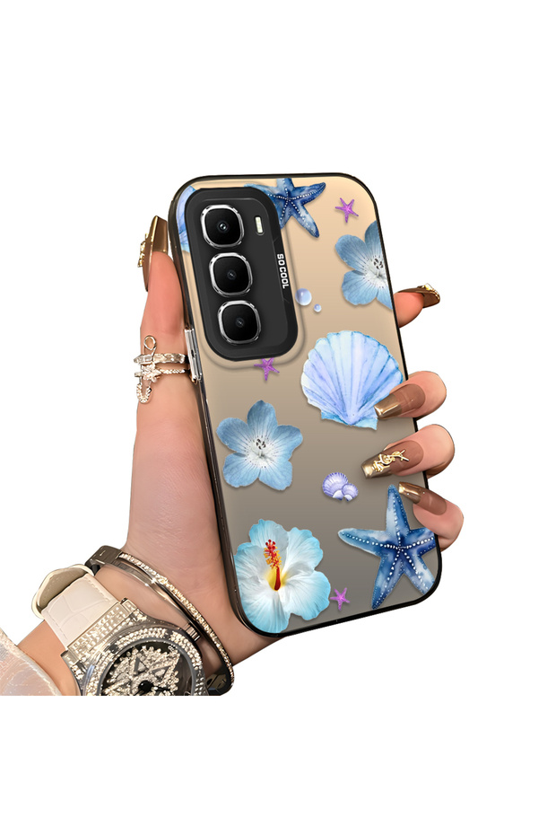 Infinix Hot 60 Pro Compatible Silicone Edge Hard Back Case Sea Star Patterned Phone Case