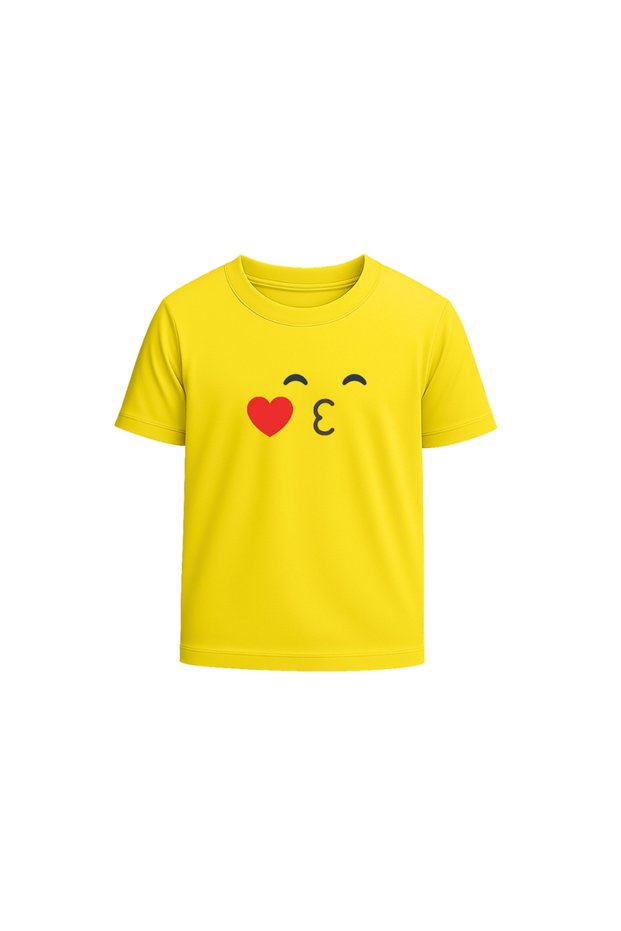 Adult Unisex Yellow Emoji T-shirt - Round Neck Short Sleeve Cotton Tee - Soft and Comfortable Wear