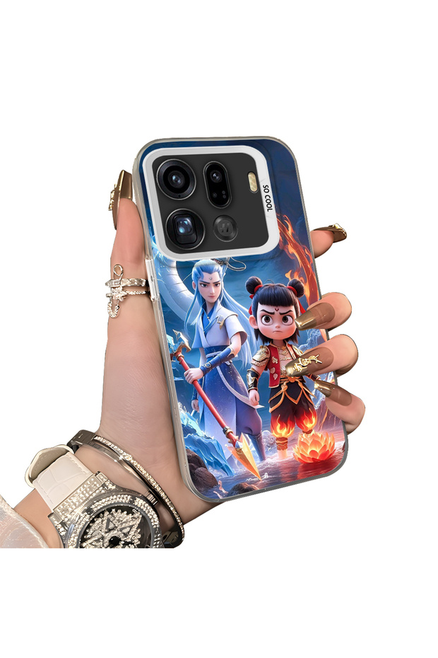 Oppo Find X9 Pro 5g Compatible Silicone Edge Hard Back Case Nezha Patterned Couple Phone Case