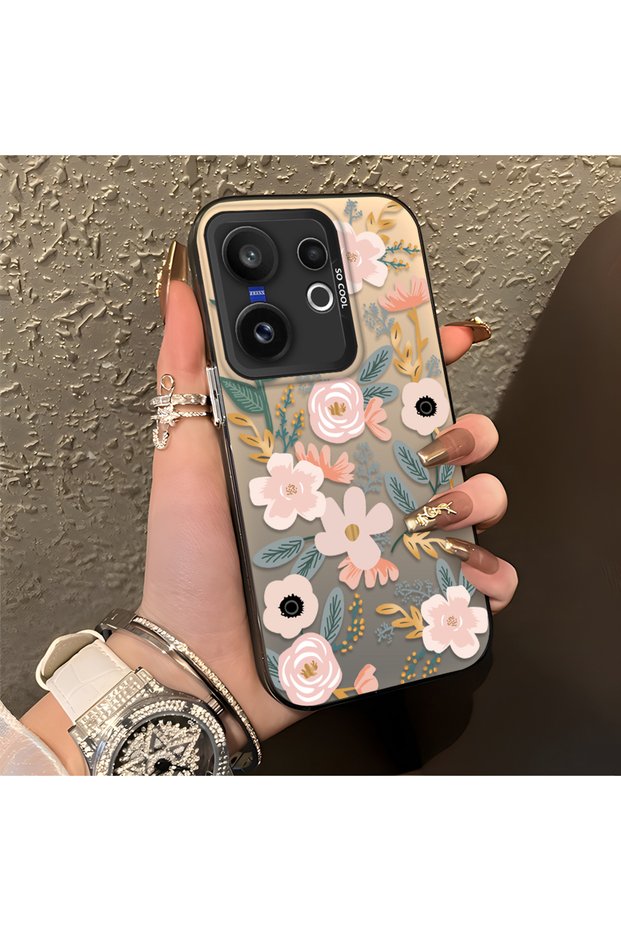 Vivo X200 Fe Compatible Pink Spring Flower and Green Leaf Pattern Phone Case, Shockproof