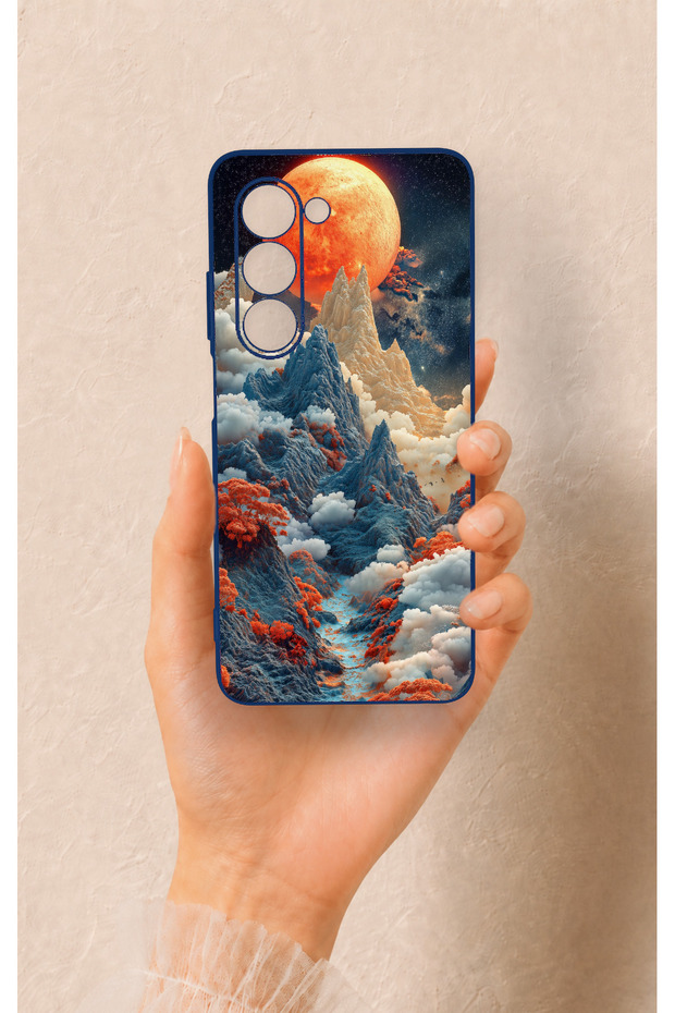 Oppo A5 5g Compatible Red Moon Patterned Silicone Case