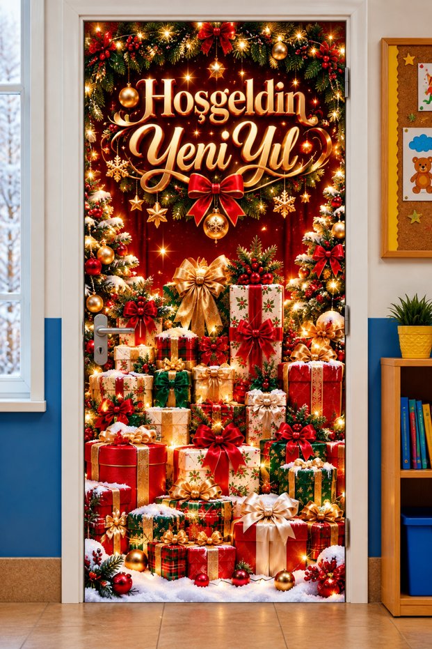 Elastic Door Decoration, Fabric Door Dressing, Welcome New Year, Christmas Decor, New Year, School Event Door Decoration