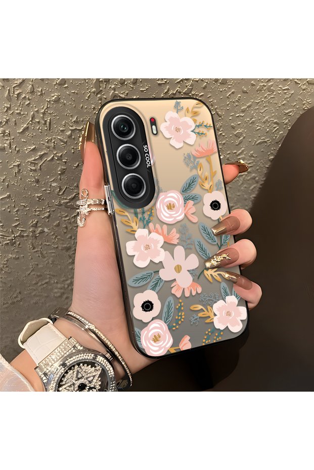 Tecno Camon 40 Pro 5g Compatible Pink Spring Flower and Green Leaf Pattern Phone Case, Shockproof