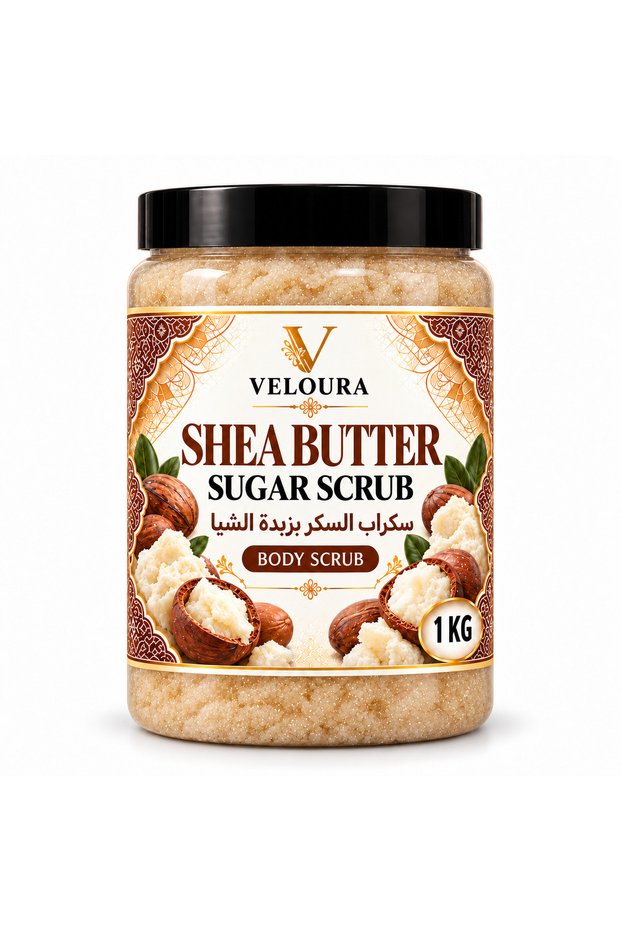 SHEA BUTTER SUGAR SCRUB 1KG – EXFOLIATING BODY SCRUB FOR HANDS, FEET & BODY