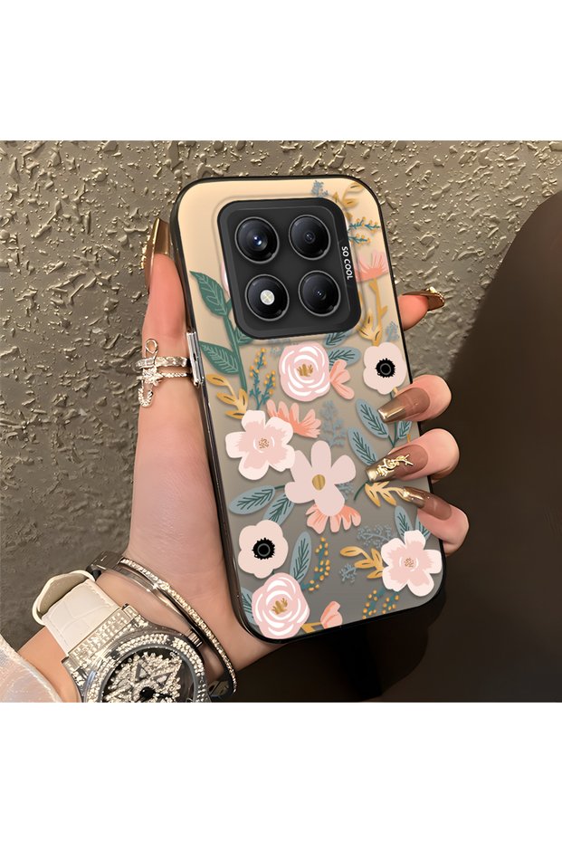 Redmi Note 14 Pro 4G/5G Compatible Pink Spring Flower and Green Leaf Pattern Phone Case, Shockproof