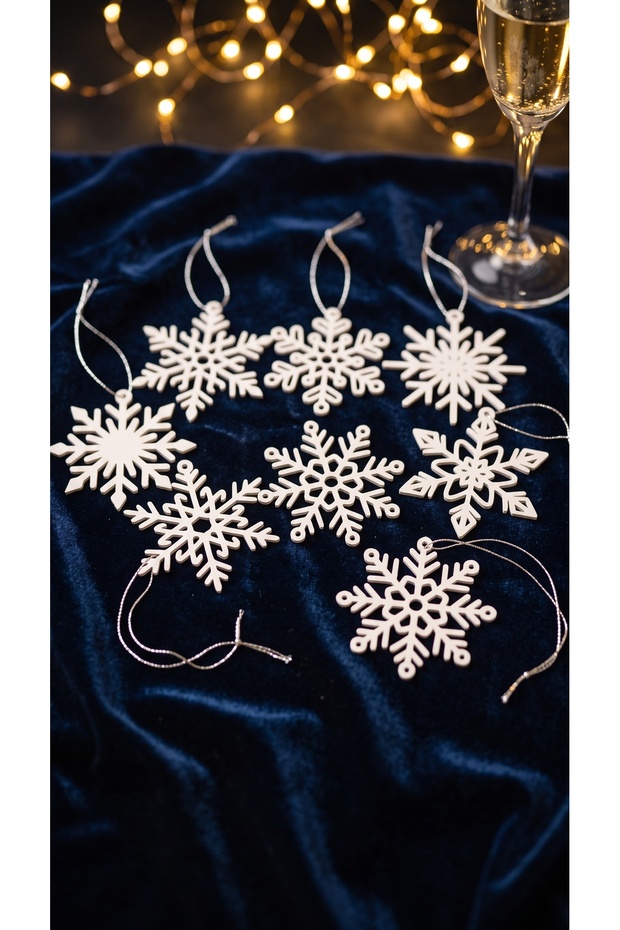 Snowflake Christmas Tree Ornament Set - White Pine Tree Decoration