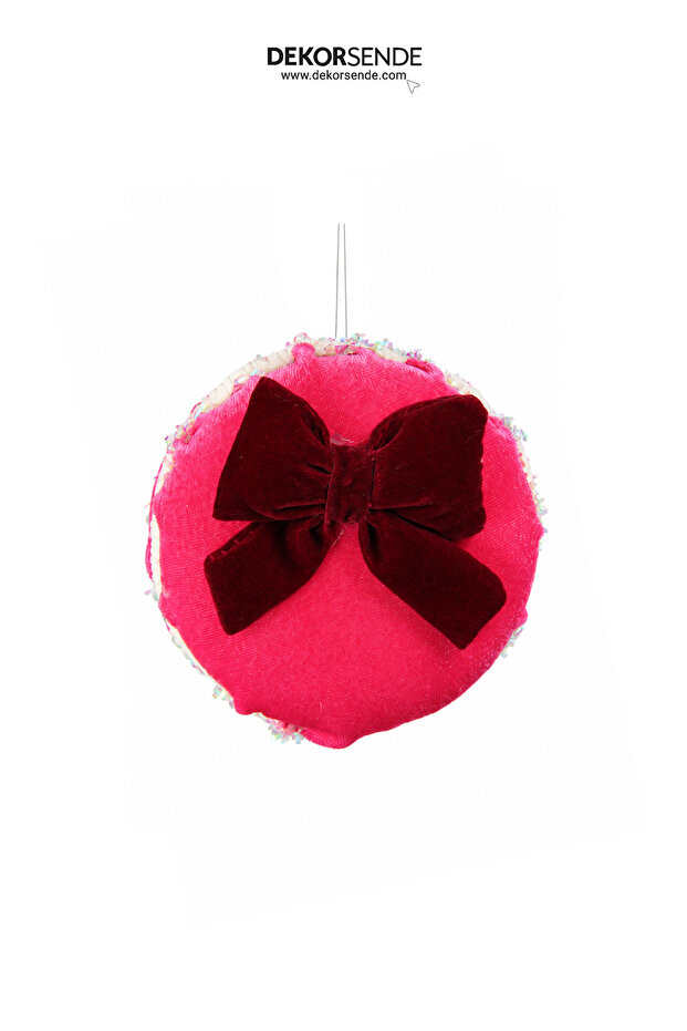 Christmas Tree Ornament Macaron Velvet Fuchsia 10 cm