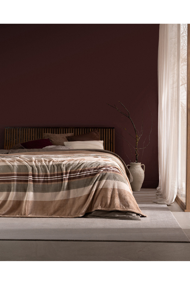 Mozel Double Wellsoft Printed Blanket - Beige/Khaki