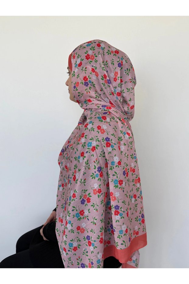 Mini Floral Pattern Soft Shawl - Pomegranate Flower