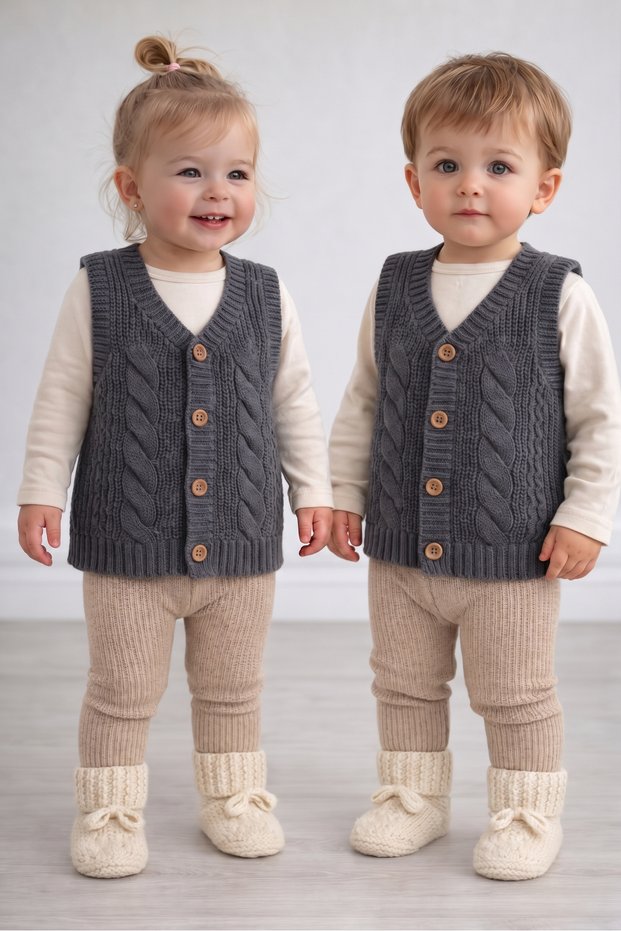 New Season Soft Knitted Patterned Knitwear Unisex Baby Kids Vest (0-8 Years)