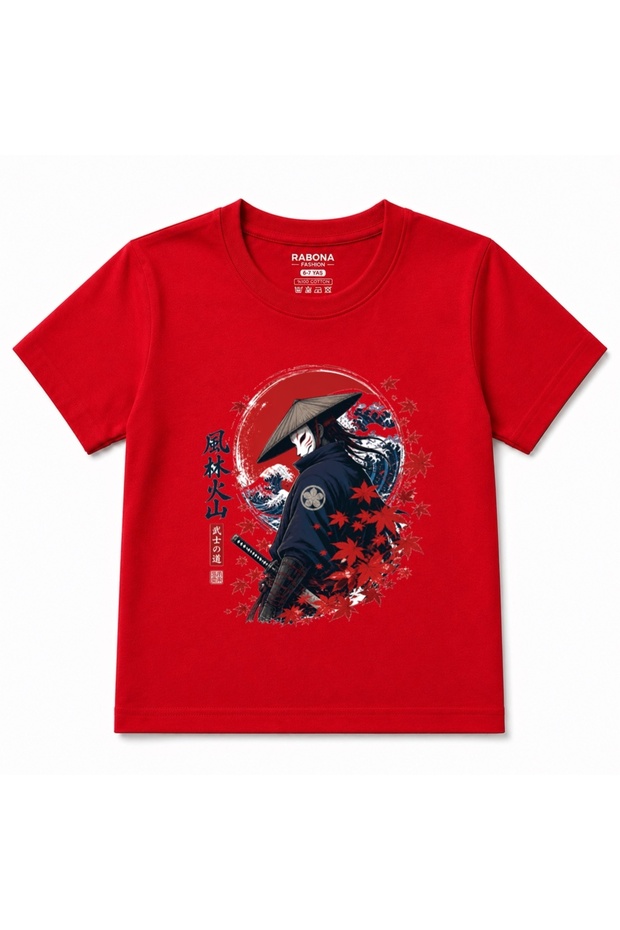 Samurai Bushido Maple Printed Kids Cotton T-Shirt