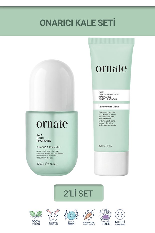 Repairing Kale 2-Piece Skin Care Set – Intensive Moisturizing, Soothing, Skin Barrier Supporting Face Cream 50 ml and S.O.S Tonic Mist 170 ml