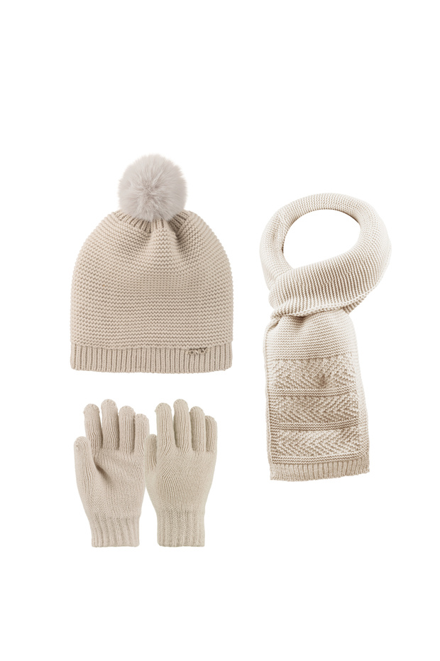 Knitted beanie glove set